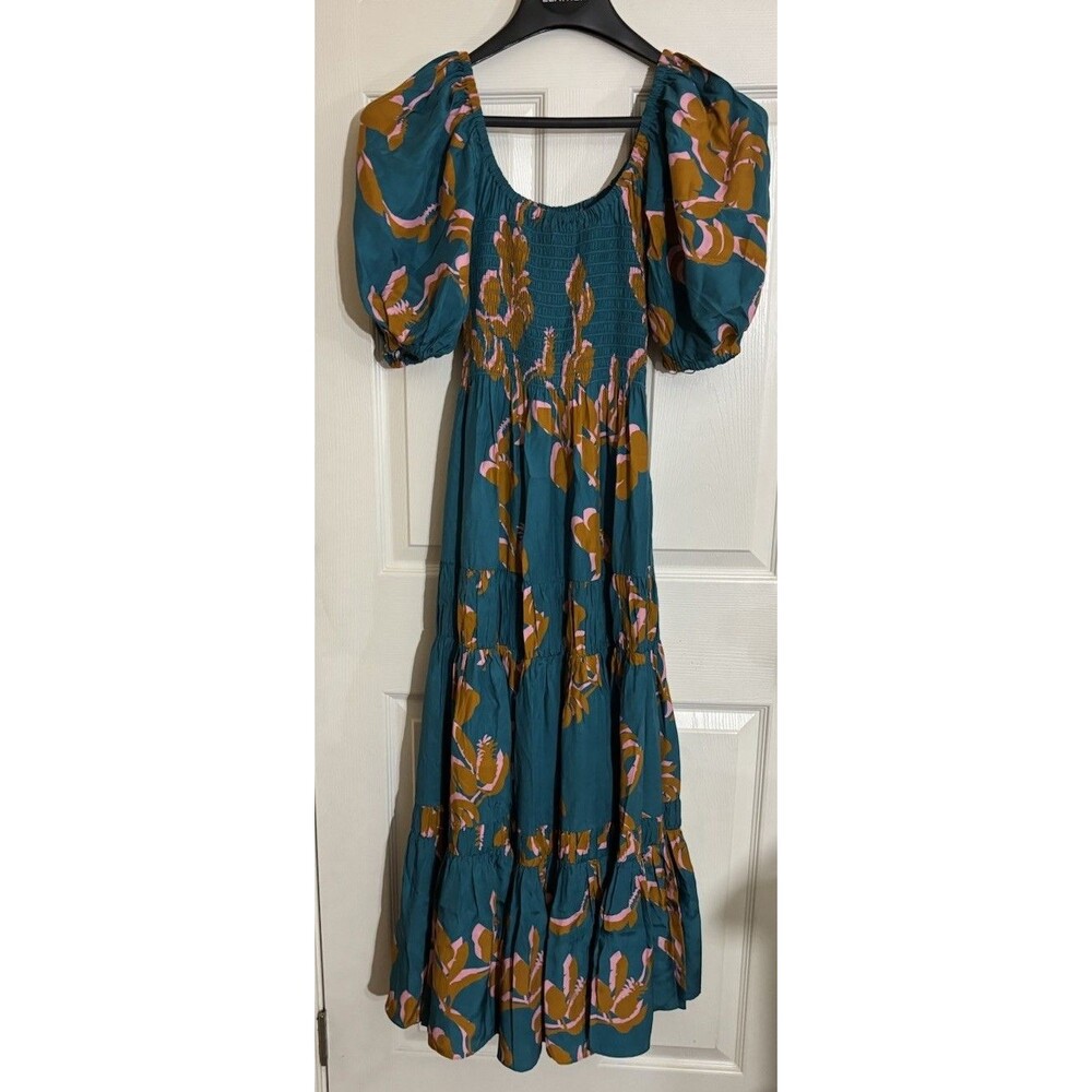 NWT La Ligne Pyper Dress Jade Cognac Bubblegum Floral Print 100% Silk Size S - Picture 2 of 16